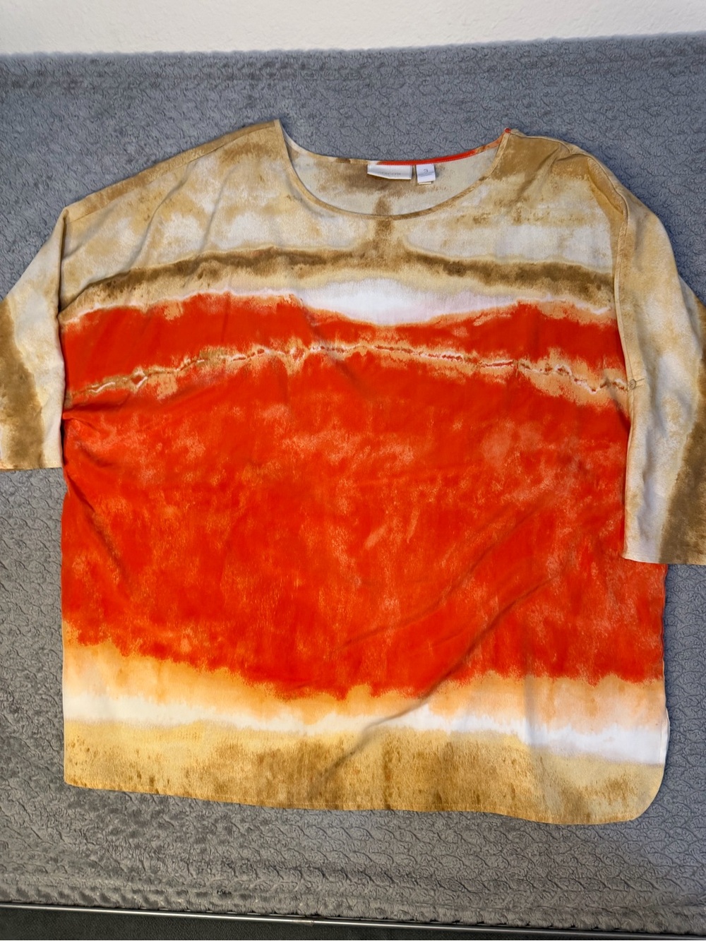 Chico’s Orange  & Gold Tie-Dye Short Sleeve Top